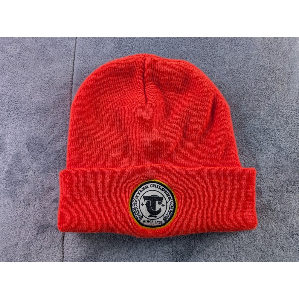 Tyler Childers Orange Knit Beanie Hat One Size Logo Patch